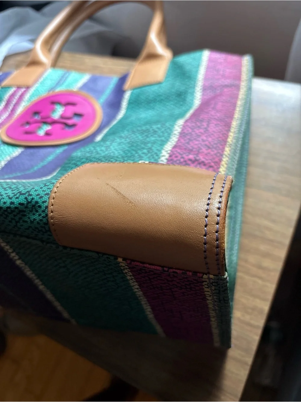 Tory Burch Ella striped pvc large tote bag